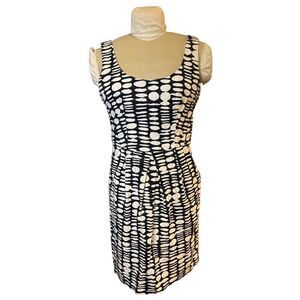 Tank Dress Blue/White Geometric Design Sz. 8 Set In Waist Textured